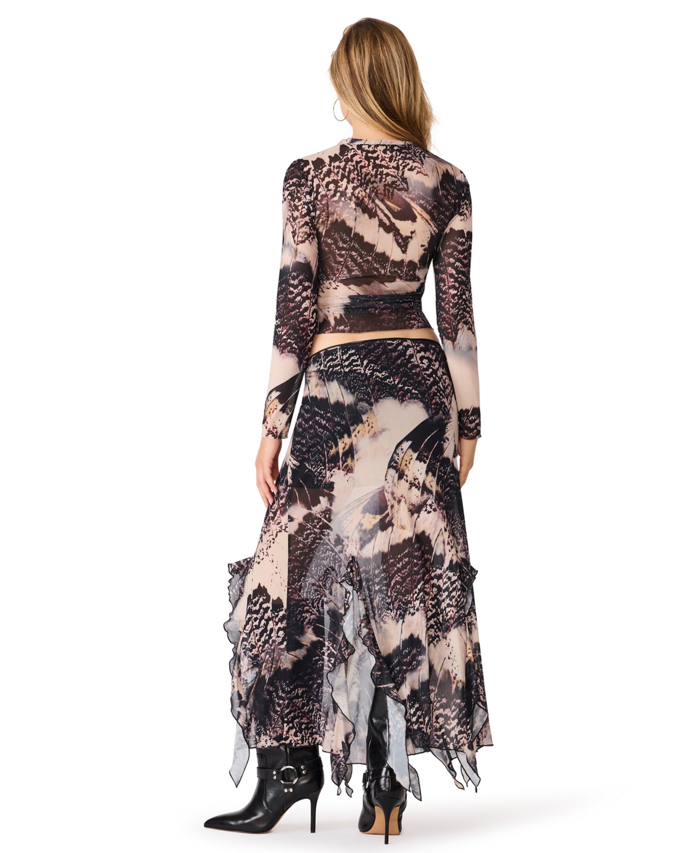 Женская юбка Steve Madden Chelsey Chiffon Maxi Asymmetrical, цвет: Теневой — фото 5