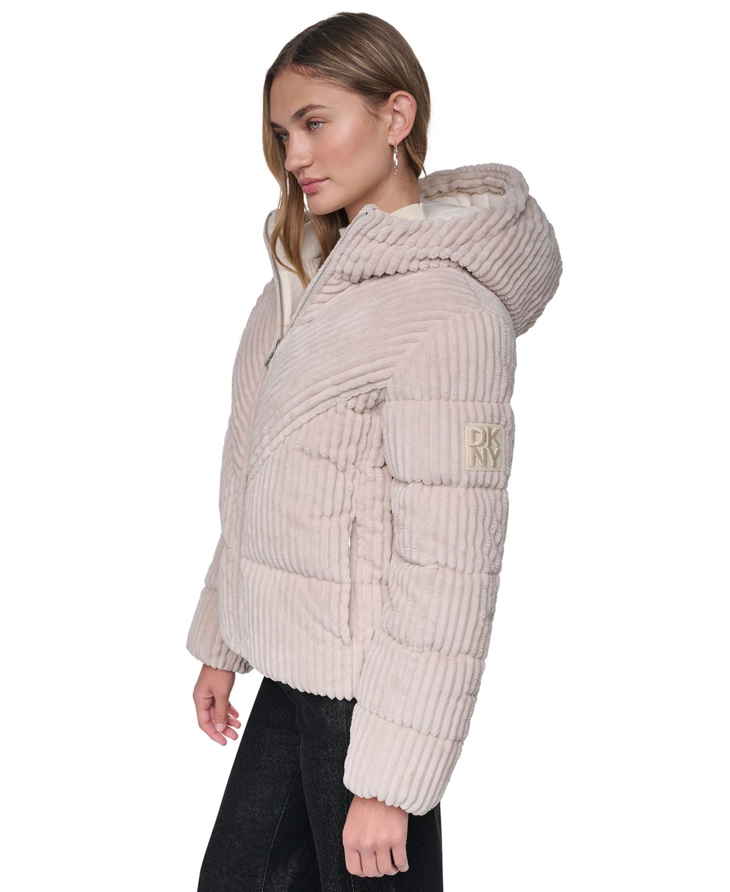 Women's Hooded Corduroy Puffer Jacket