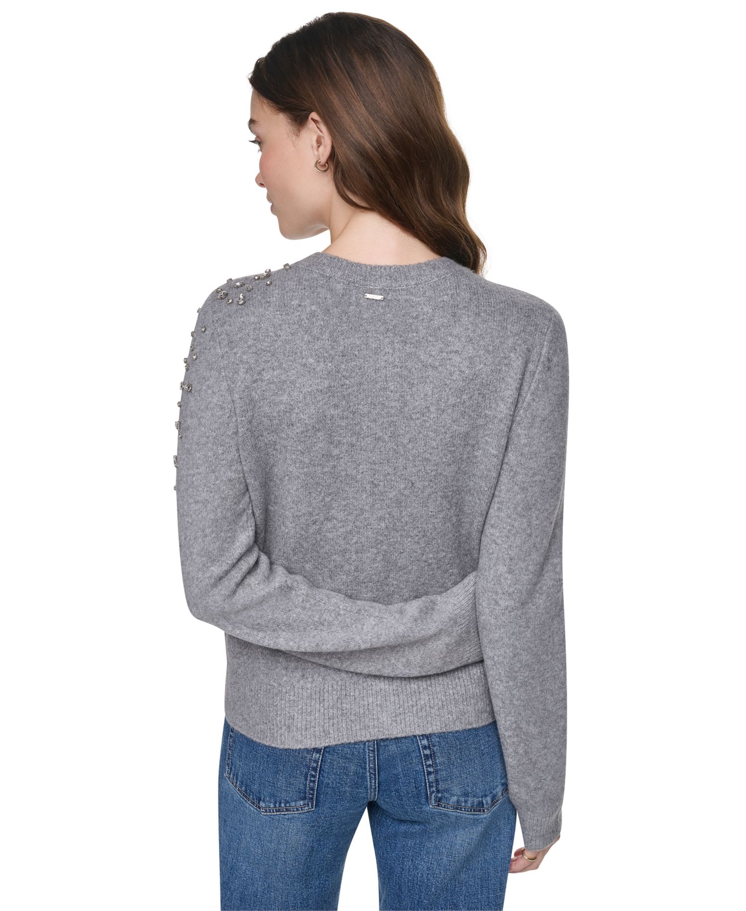 Women's Rhinestone Embellished Crewneck Cardigan
