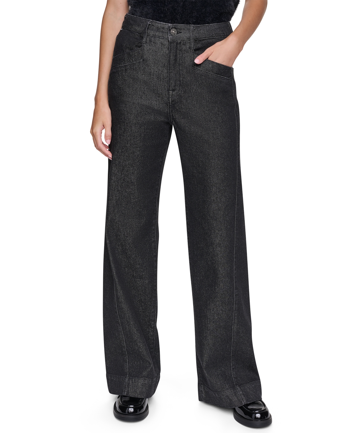 Dkny Jeans Women's High-Rise Wide-Leg Jeans - Industrial Black