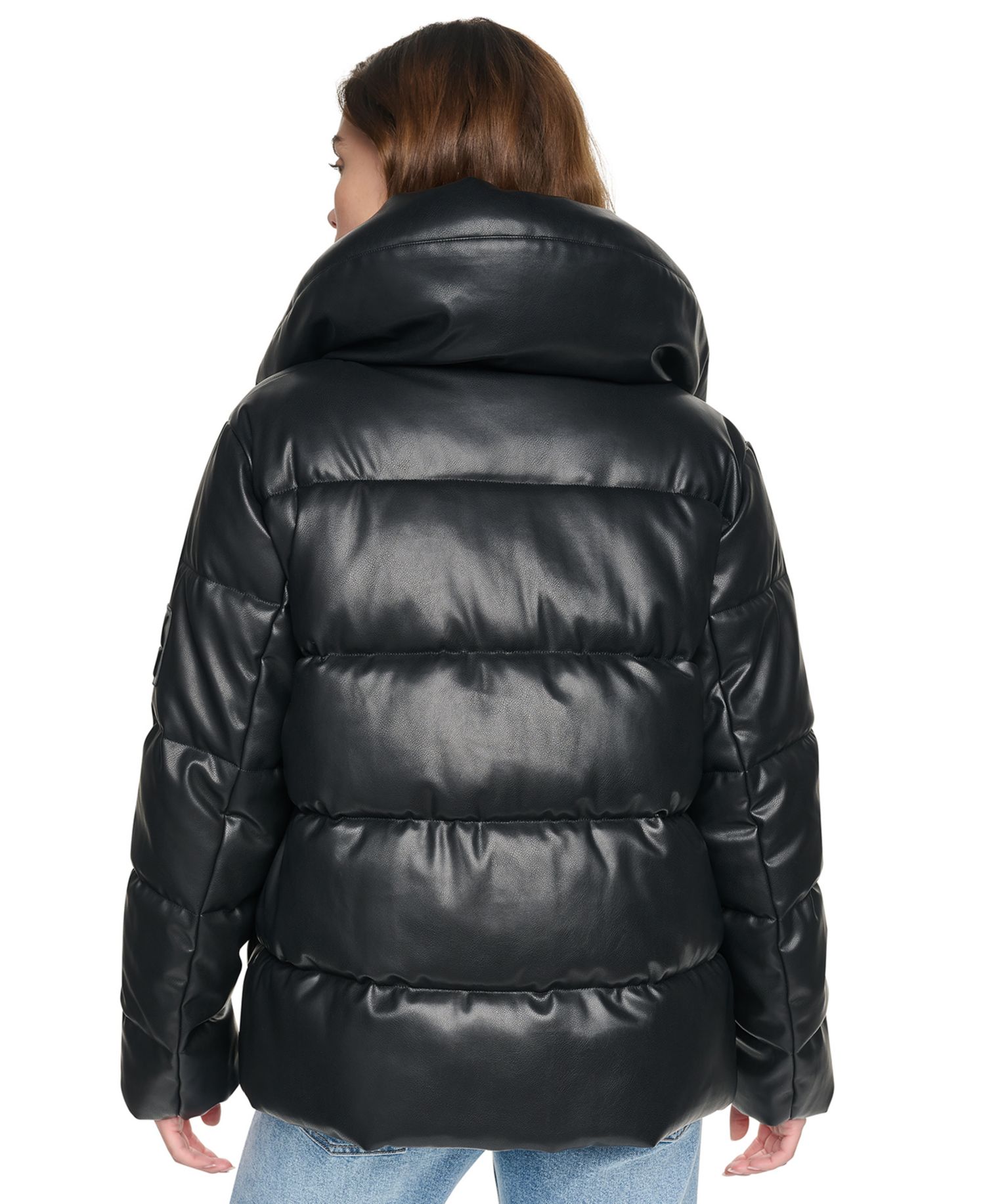 Women's Insulated Puffer Faux Leather Jacket