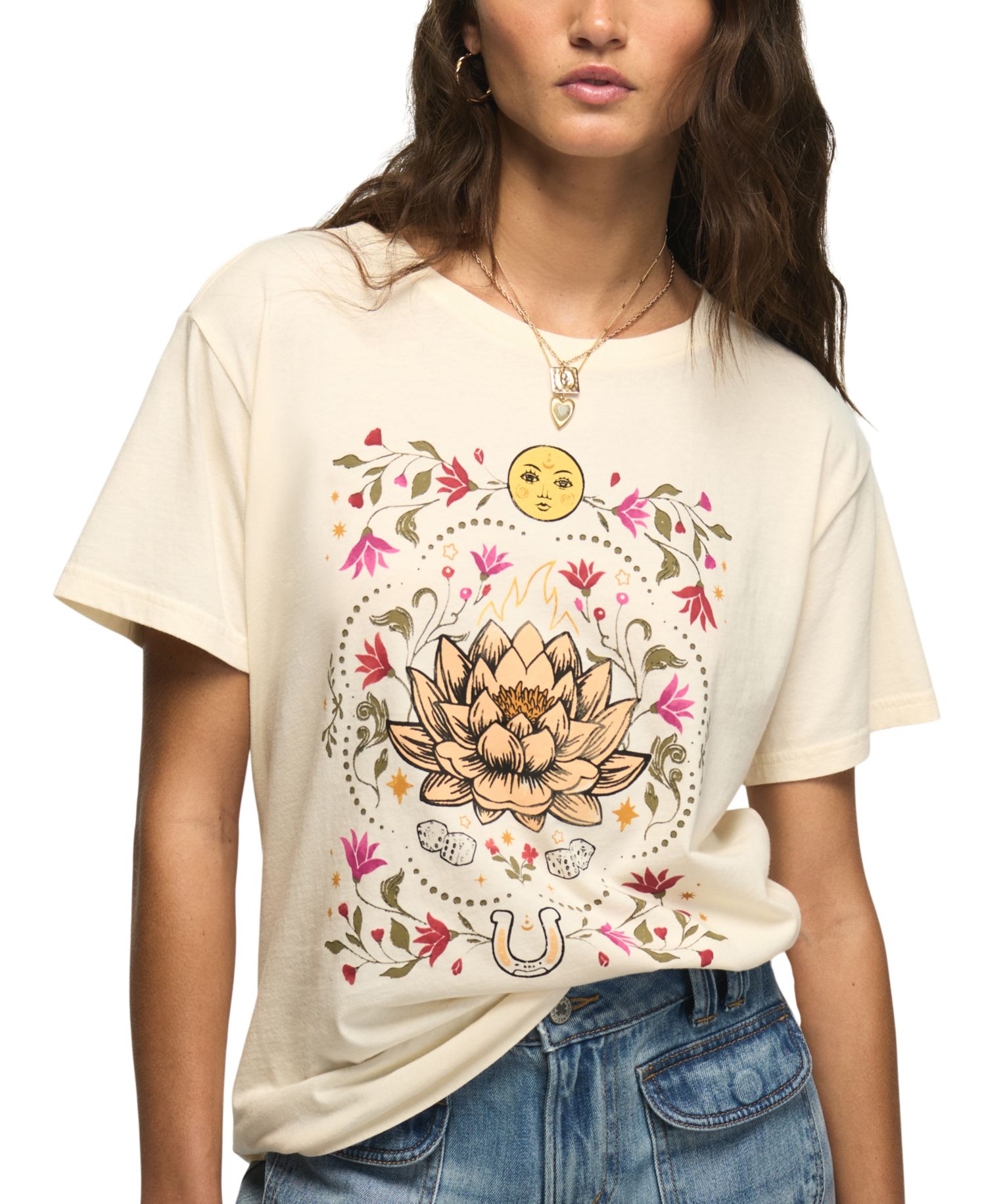 Women's Painted Lotus Boyfriend Graphic T-Shirt