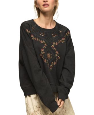 Women's Long-Sleeve Crewneck Embroidered Sweatshirt