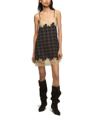 Women's Plaid Square-Neck Mini Dress