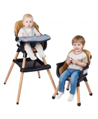 9-in-1 Convertible Baby High Chair with Storage Box and Wood Legs