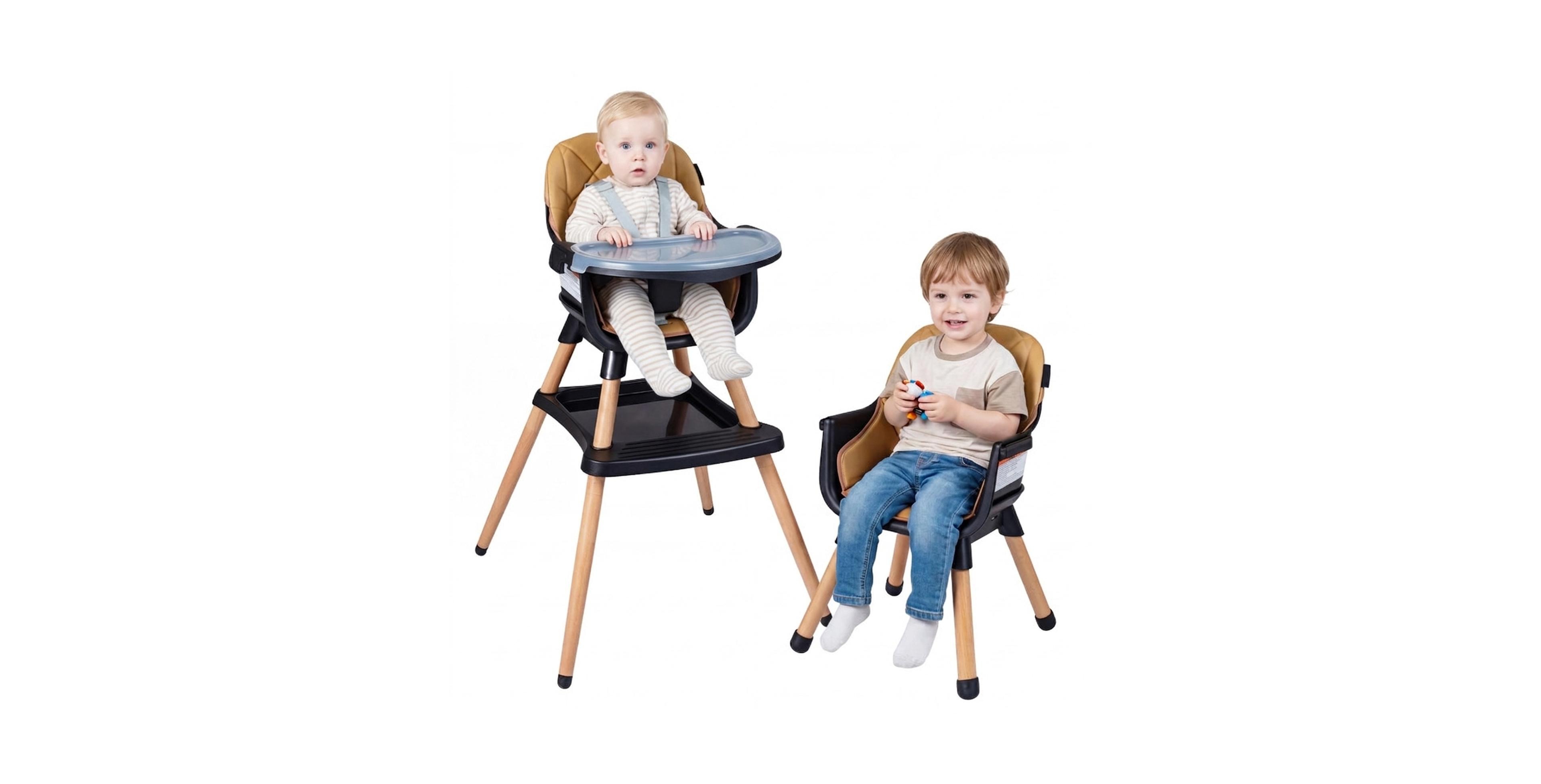 Gouun 9-in-1 Convertible Baby High Chair with Storage Box and Wood Legs