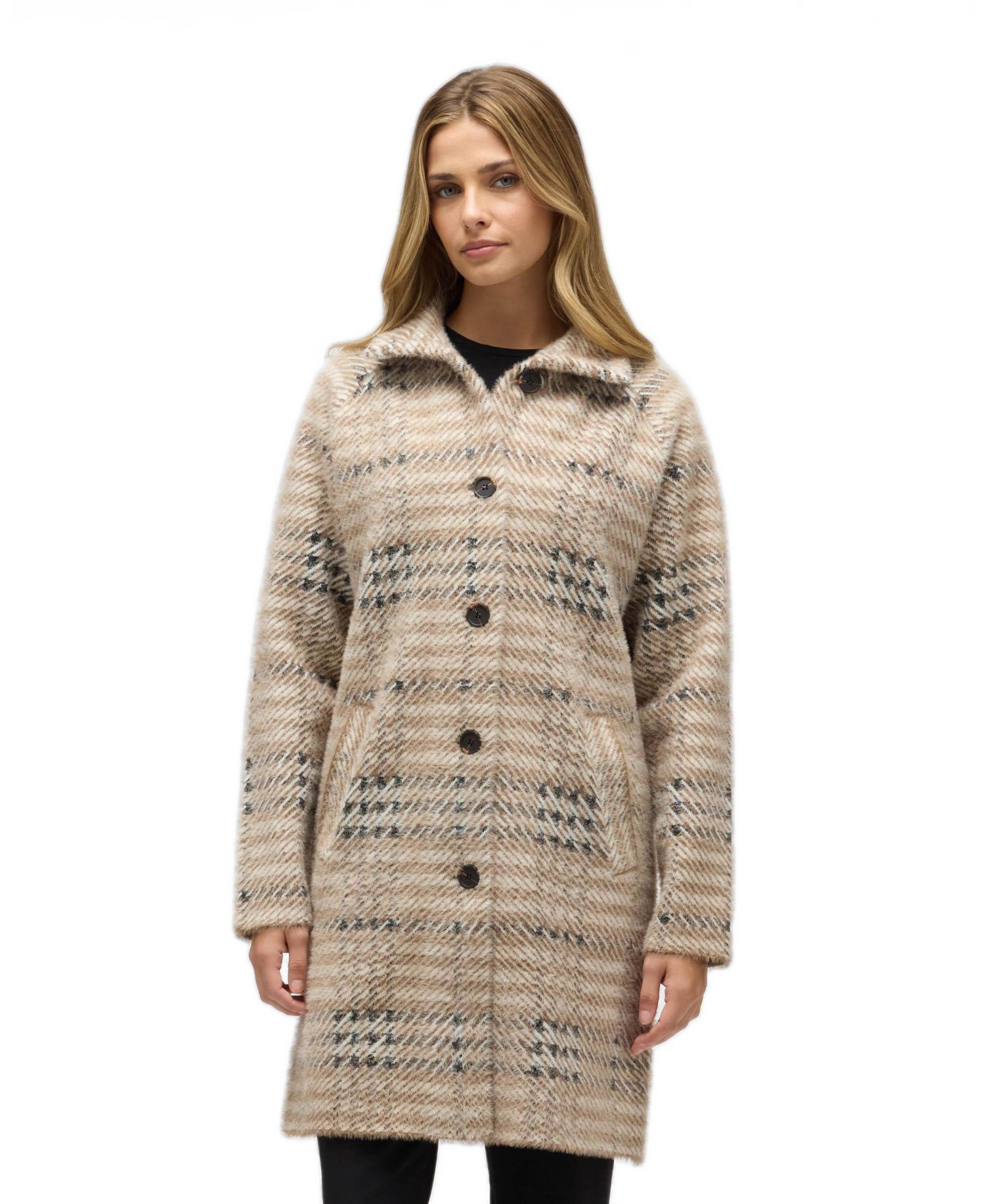 Women's Eyelash Raglan Sleeve Coatigan with Stand Collar