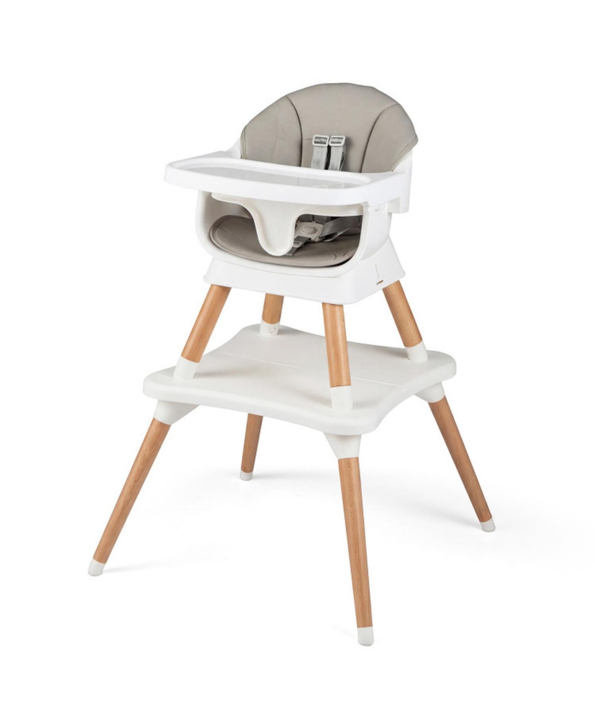 Gouun Convertible Wipe Clean Wooden Beech Legs High Chair - White