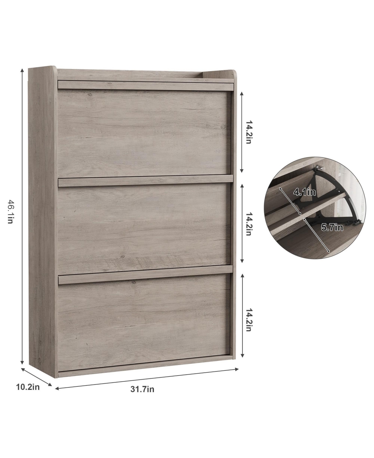 homfan Shoe Cabinet with 3 Flip Drawers - Hidden Wood Storage for Entryway Hallway Living Room