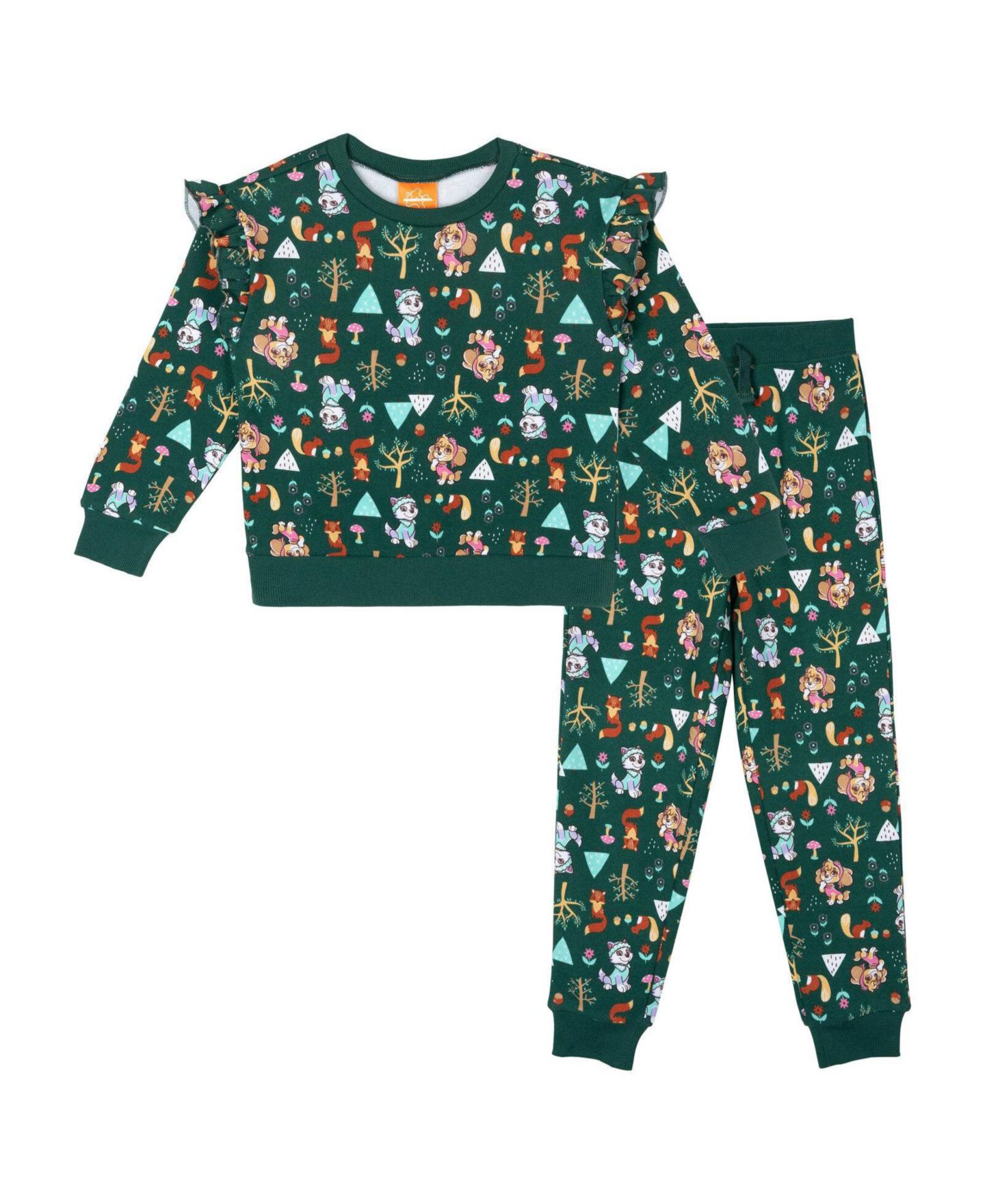 Paw Patrol Girls' 4-16 Long Sleeve Fleece-Blend Sweatshirt and Joggers, 2-Piece Set, цвет: Зелёный — фото 1
