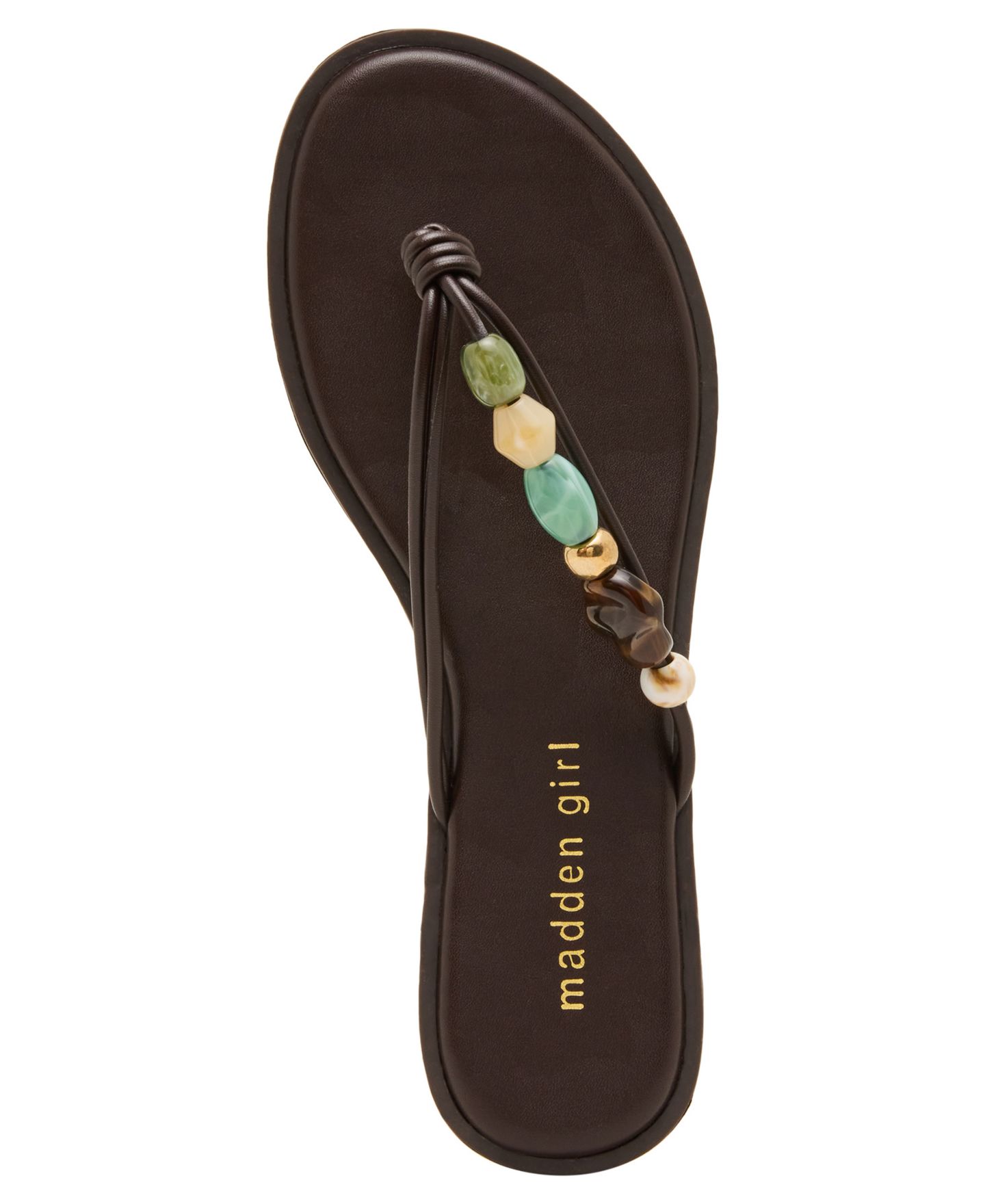 Женские сандалии Madden Girl Sienna Stone-Embellished Flat Thong, цвет: Кофейный — фото 4