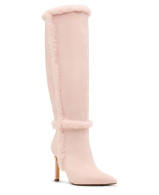 Women's Pine Faux-Fur Trim Tall Stiletto Dress Boots