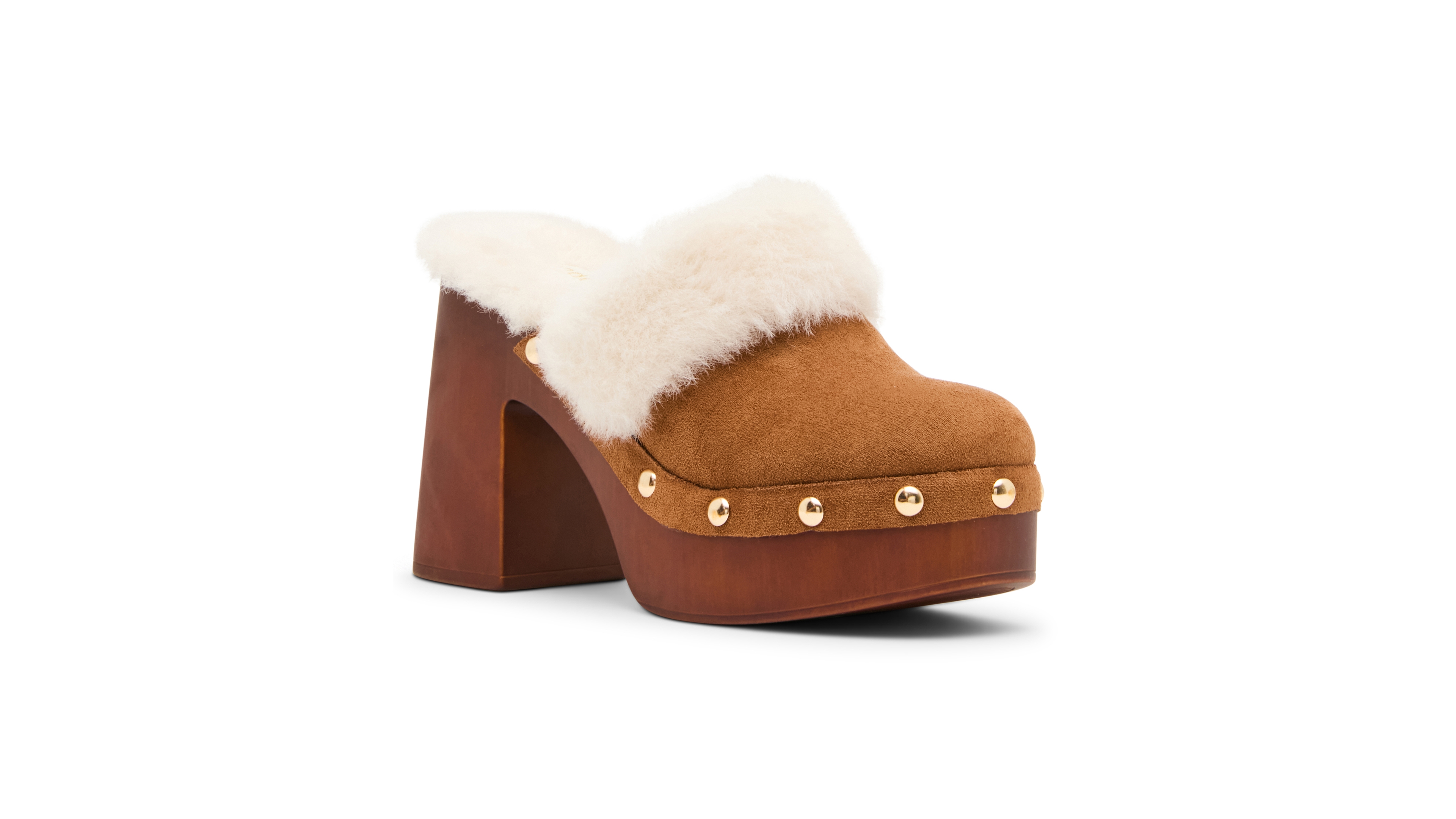 Madden Girl Women's Addisonn Cozy Studded Wooden Platform Clogs