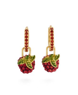 Orla Raspberry Huggie Earrings in Gold