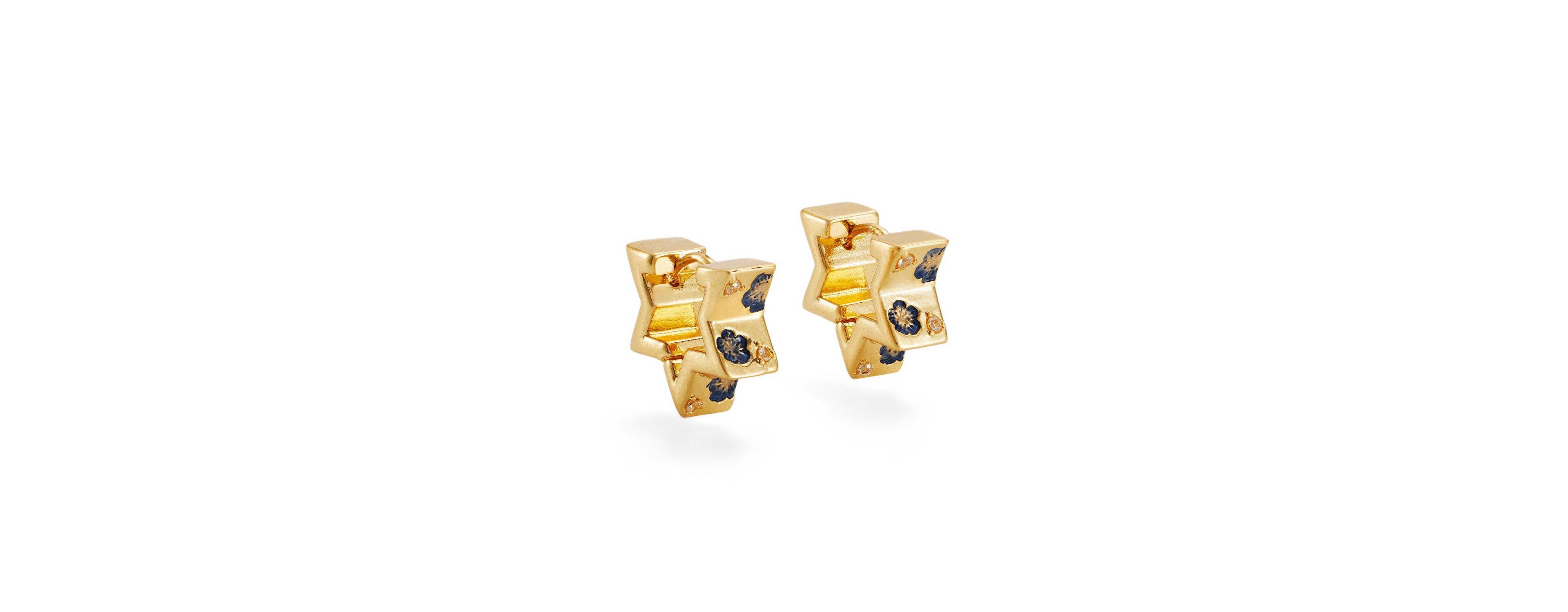 Fable England Larkspur Huggie Earrings in Gold