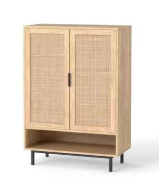 43-Inch 6-Tier Shoe Cabinet with Woven Double Doors