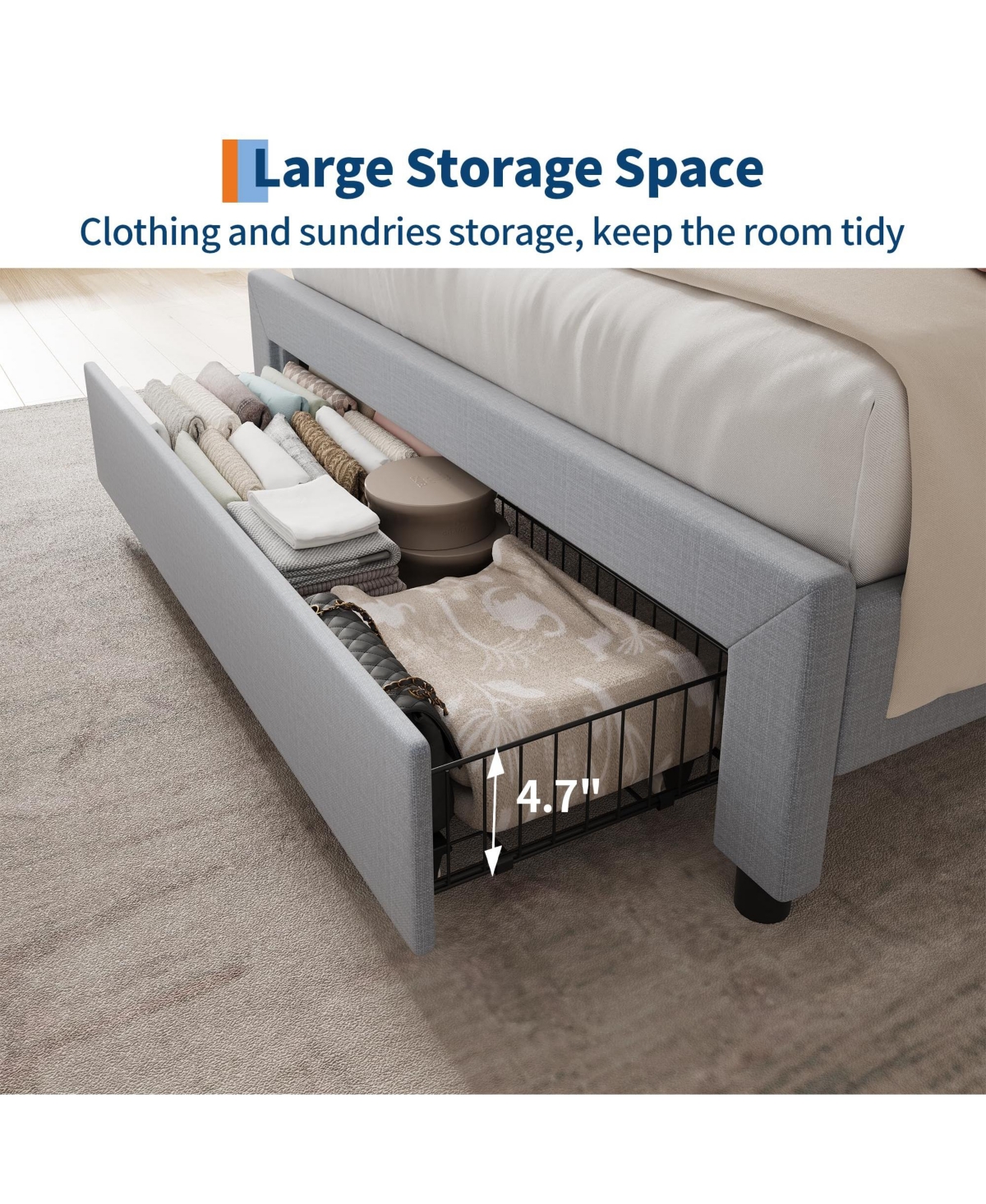 Gaomon Set of 2 Twin Size Platform Bed Frame with Charging Station and Storage Headboard, Heavy Duty, No Box Spring Needed, Easy Assembly