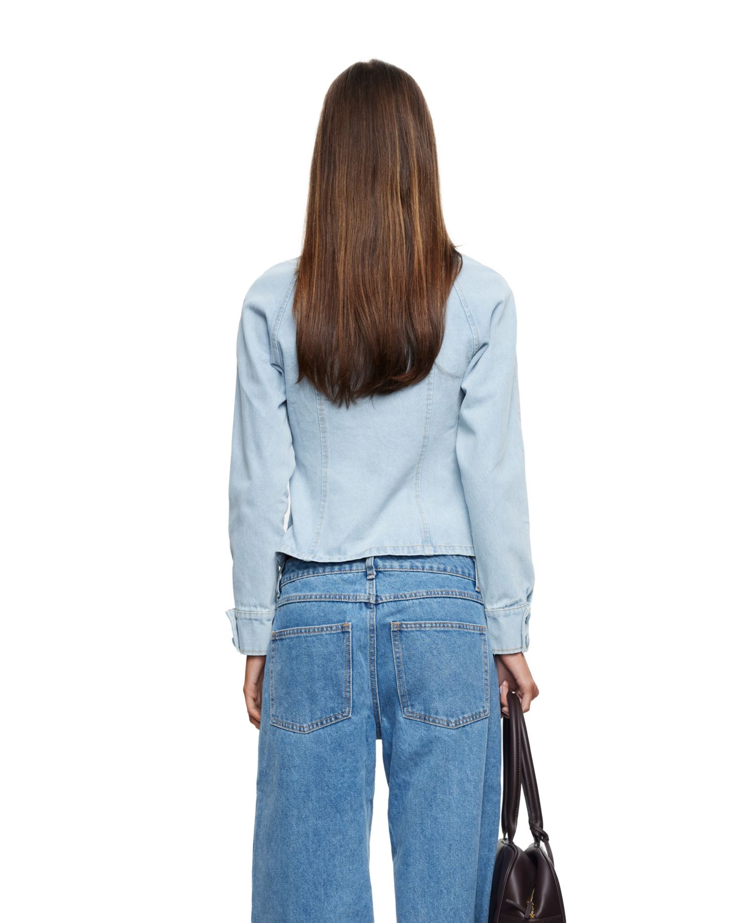 Women's Form Denim Cropped Double-Breasted Jacket