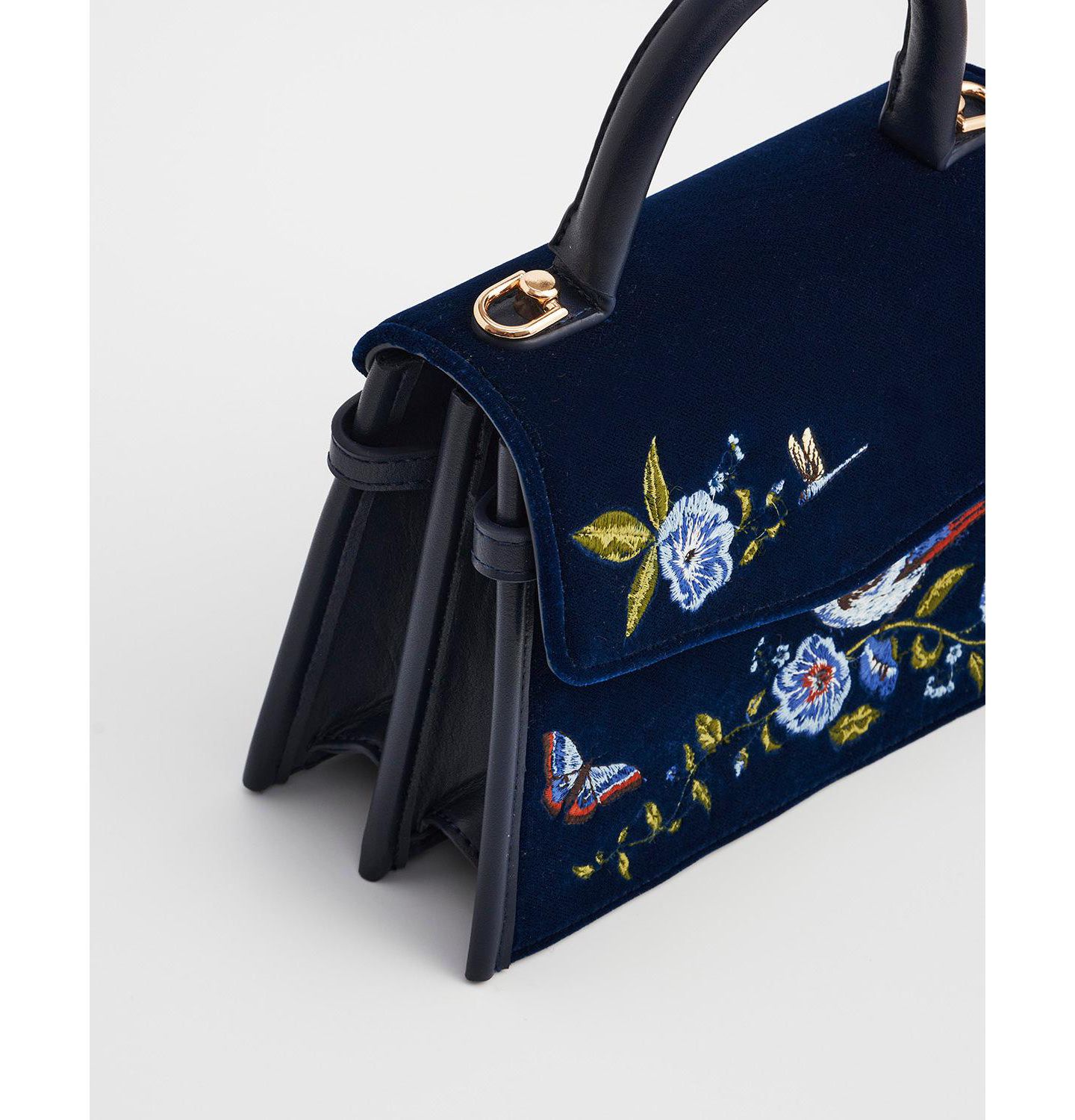 Женская сумка Fable England Eliza Nightingale Embroidered Top Handle, цвет: Тёмно-синий — фото 7