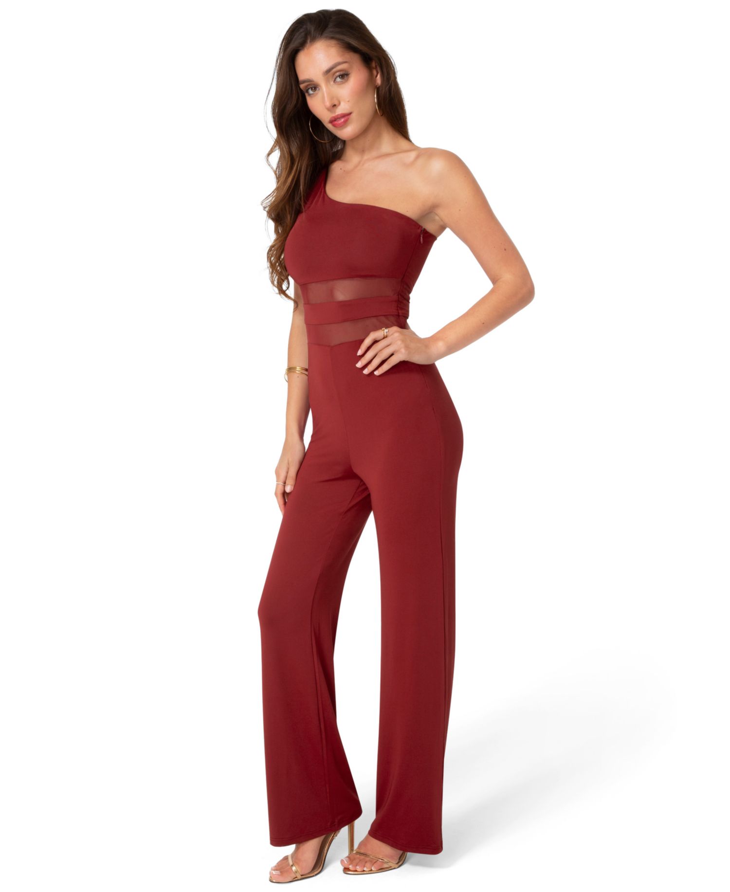 Women's Wide-Leg One-Shoulder Sleeveless Jumpsuit