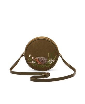 Chloe Hedgehog Embroidered Faux Suede Circle Bag