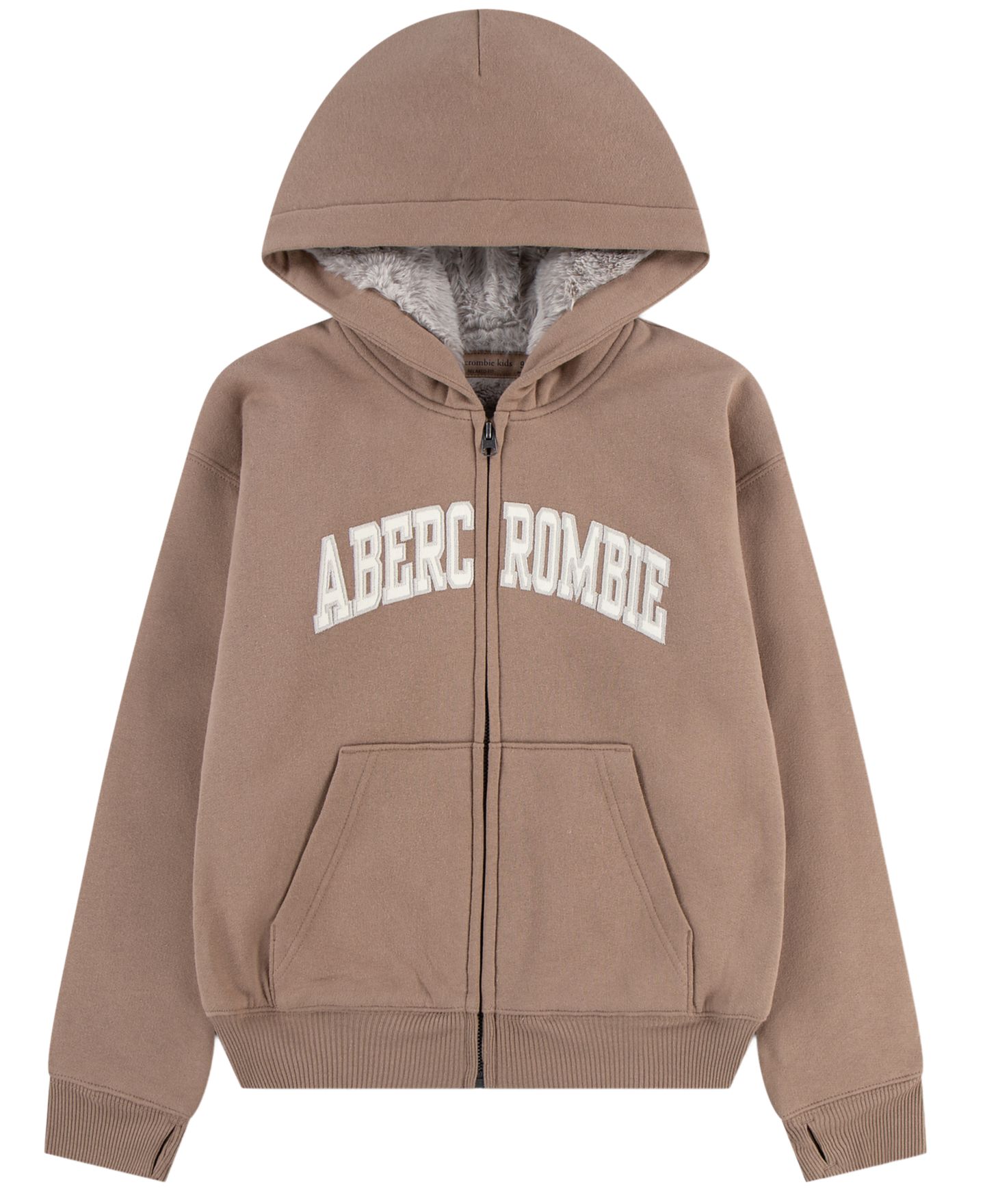 Худи abercrombie kids Essential Full-Zip Faux Fur-Lined для мальчиков, цвет: Anf Ant — фото 5