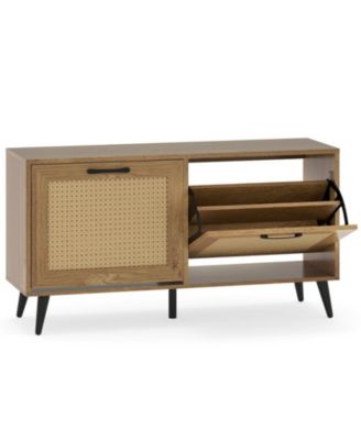 40-Inch Freestanding Shoe Cabinet with 2 Flip Drawers and Metal Legs