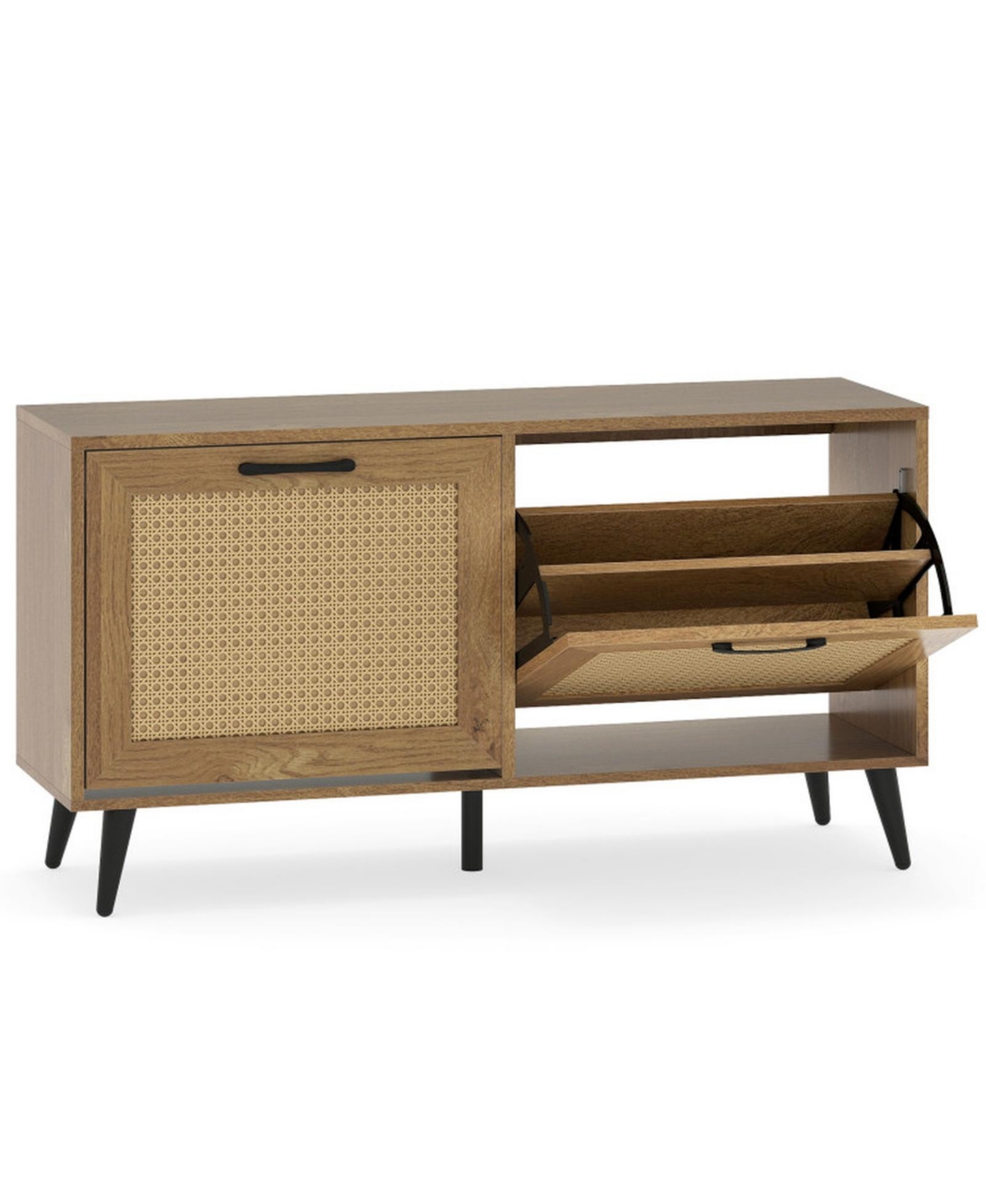 Gouun 40-Inch Freestanding Shoe Cabinet with 2 Flip Drawers and Metal Legs