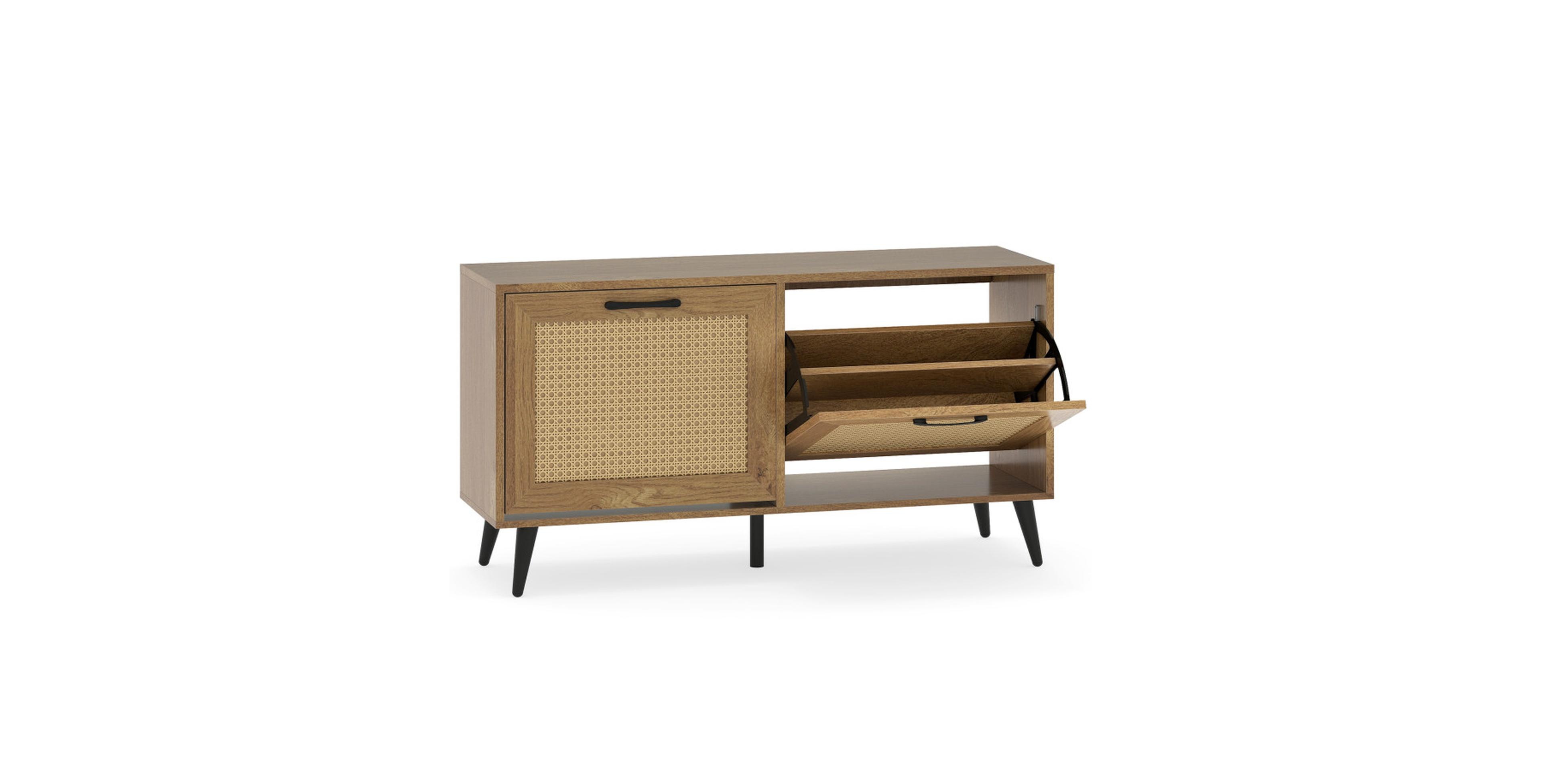 Gouun 40-Inch Freestanding Shoe Cabinet with 2 Flip Drawers and Metal Legs