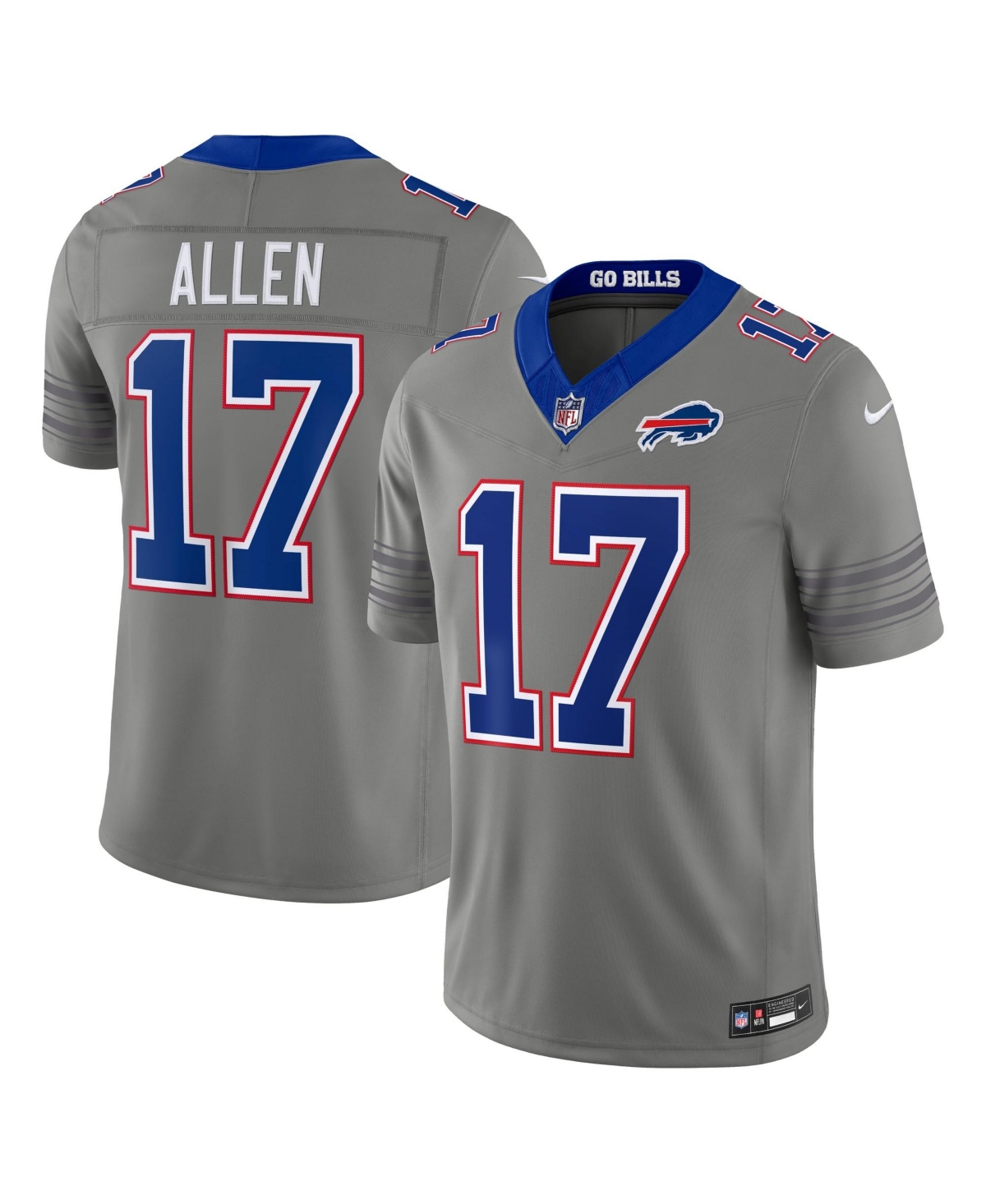 Nike Men's Josh Allen Gray Buffalo Bills Nickel City Vapor F.u.s.e. Stitched Limited Jersey