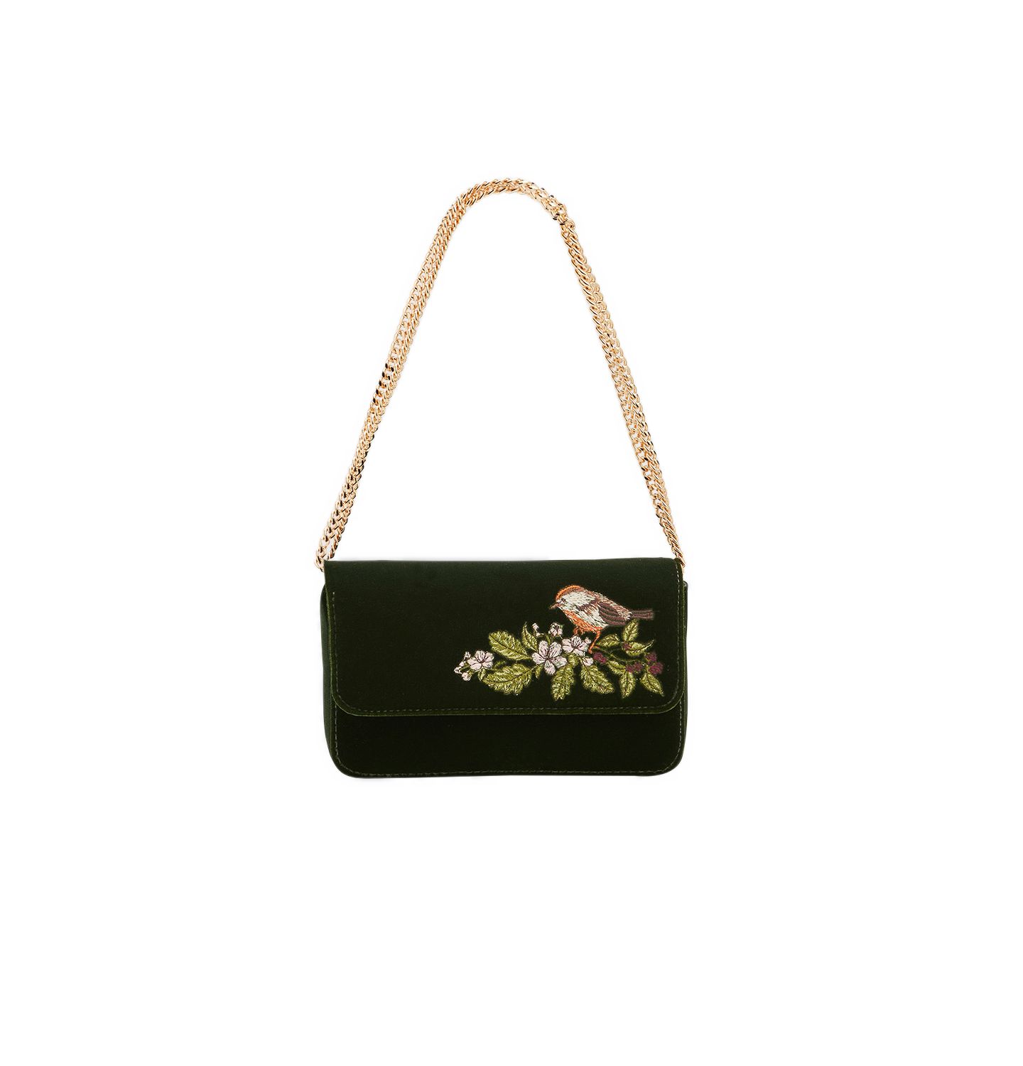 Женская сумка Fable England Sophia Wren Embroidered Occasion, цвет: Зелёный — фото 1