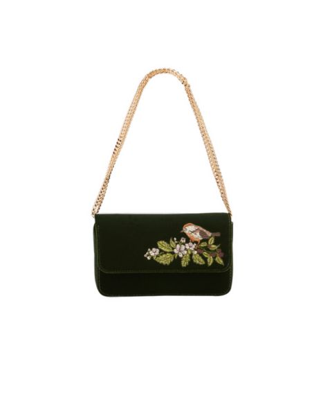 Женская сумка Fable England Sophia Wren Embroidered Occasion, цвет: Зелёный