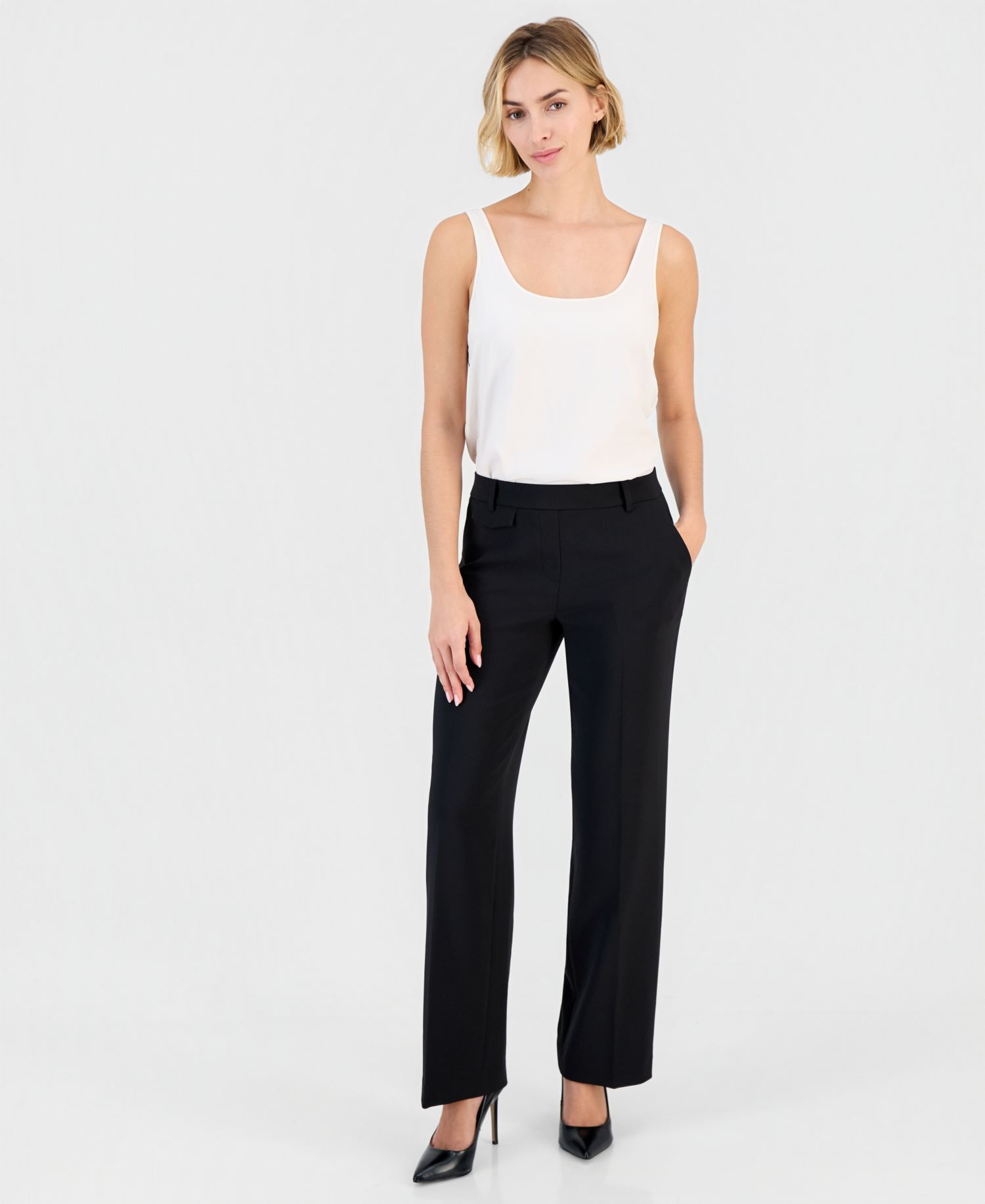Women's Hollywood-Waist Straight Ankle Pants