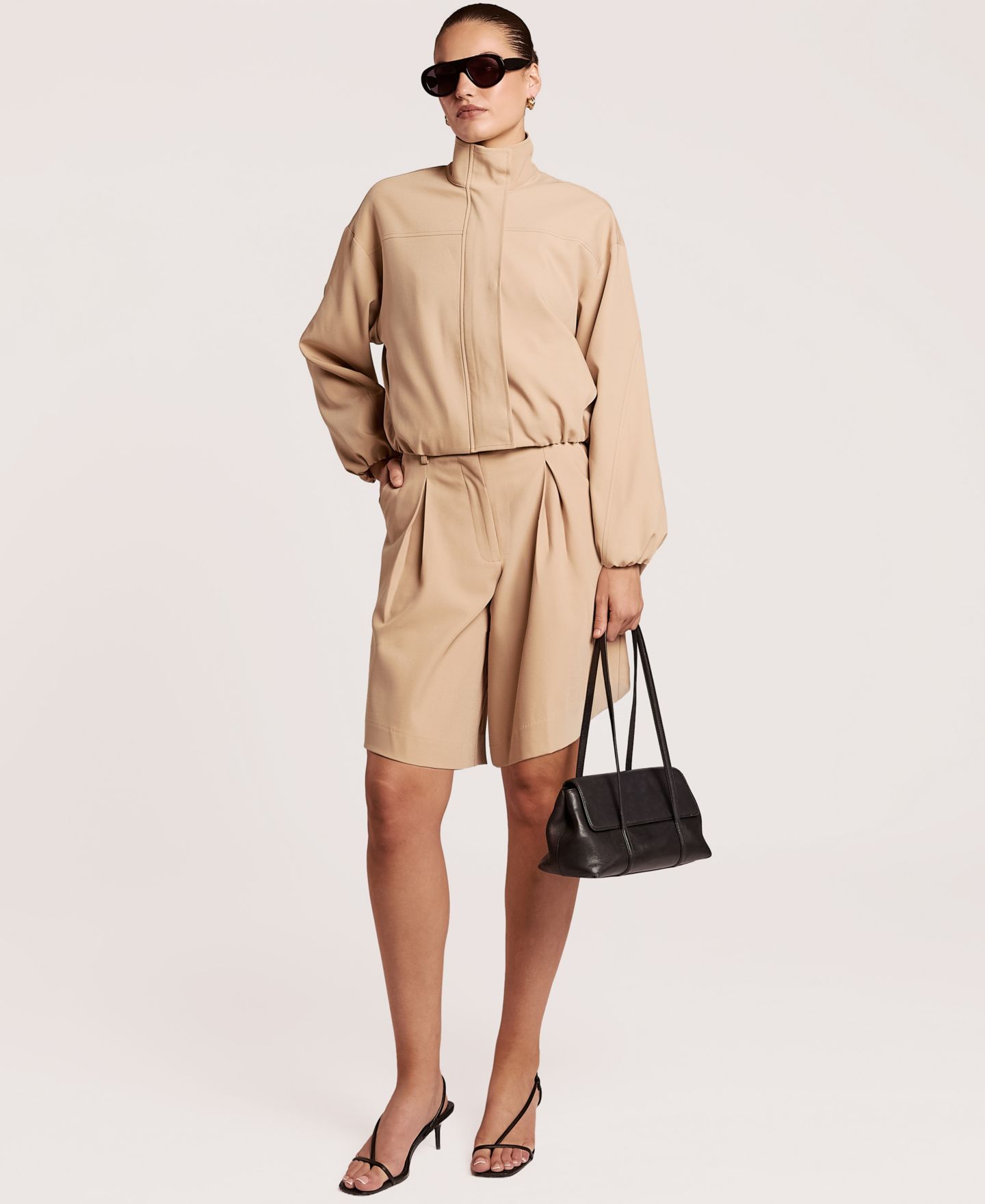 Женские шорты 4th & Reckless Burton High-Rise Wide-Leg Pleated, цвет: Бежевый — фото 3