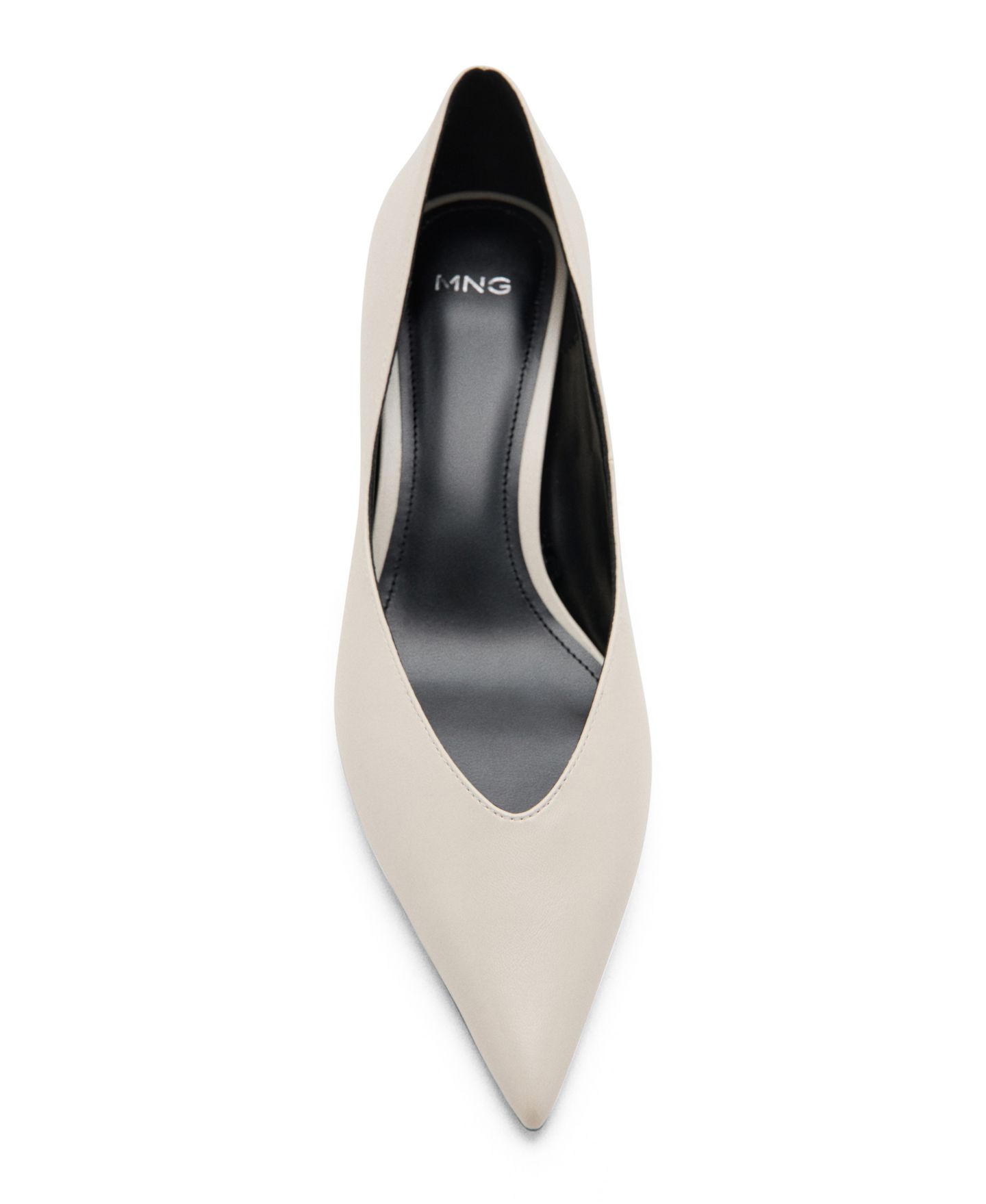 Женские туфли Mango Kitten Heel Pointed-Toe Faux Leather, цвет: Экрю — фото 4