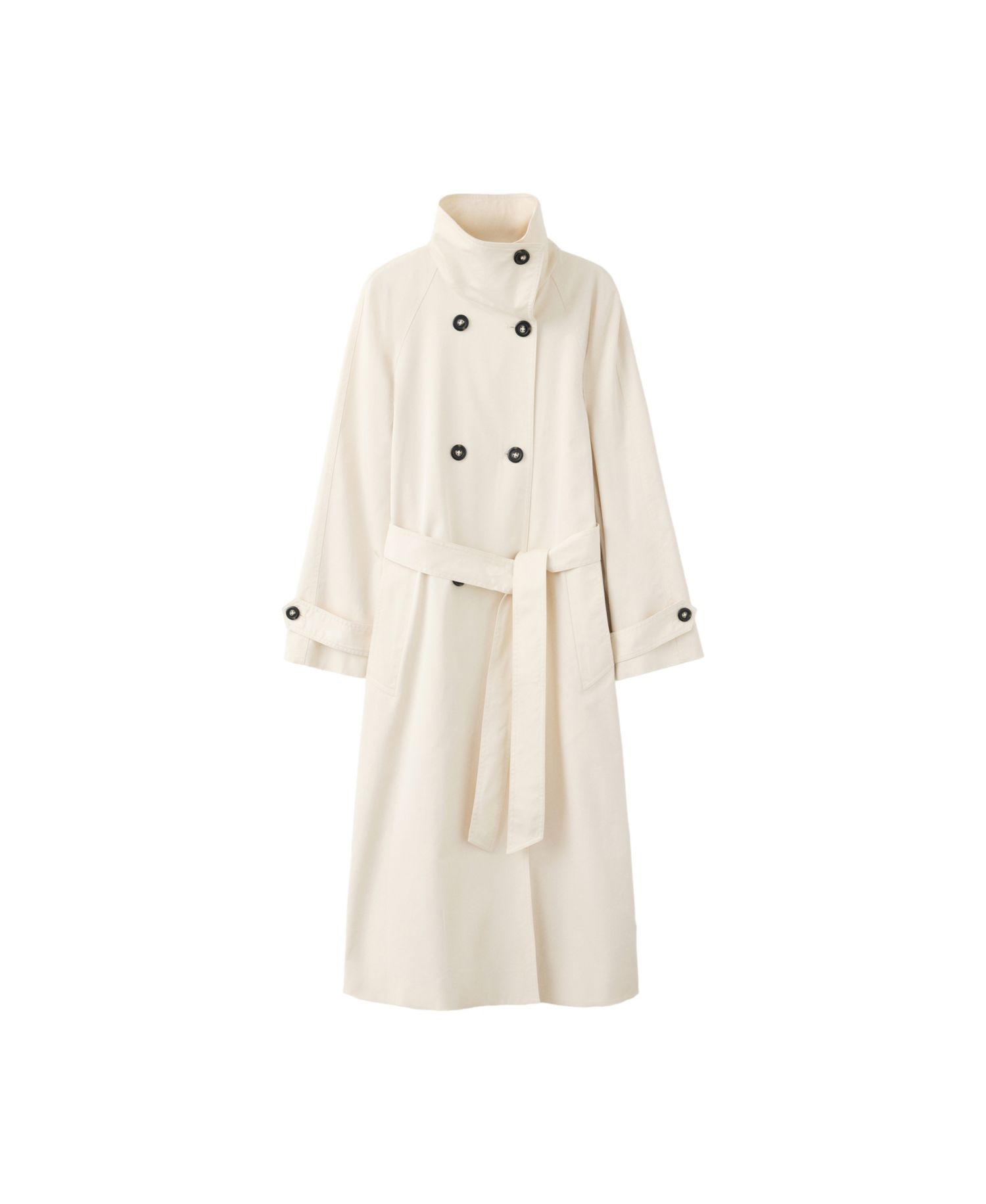 Women's Belted Funnel-Neck Long Trench Coat