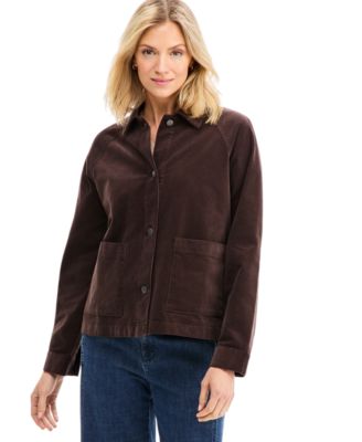 Women's Classic Collar Corduroy Button-Front Jacket