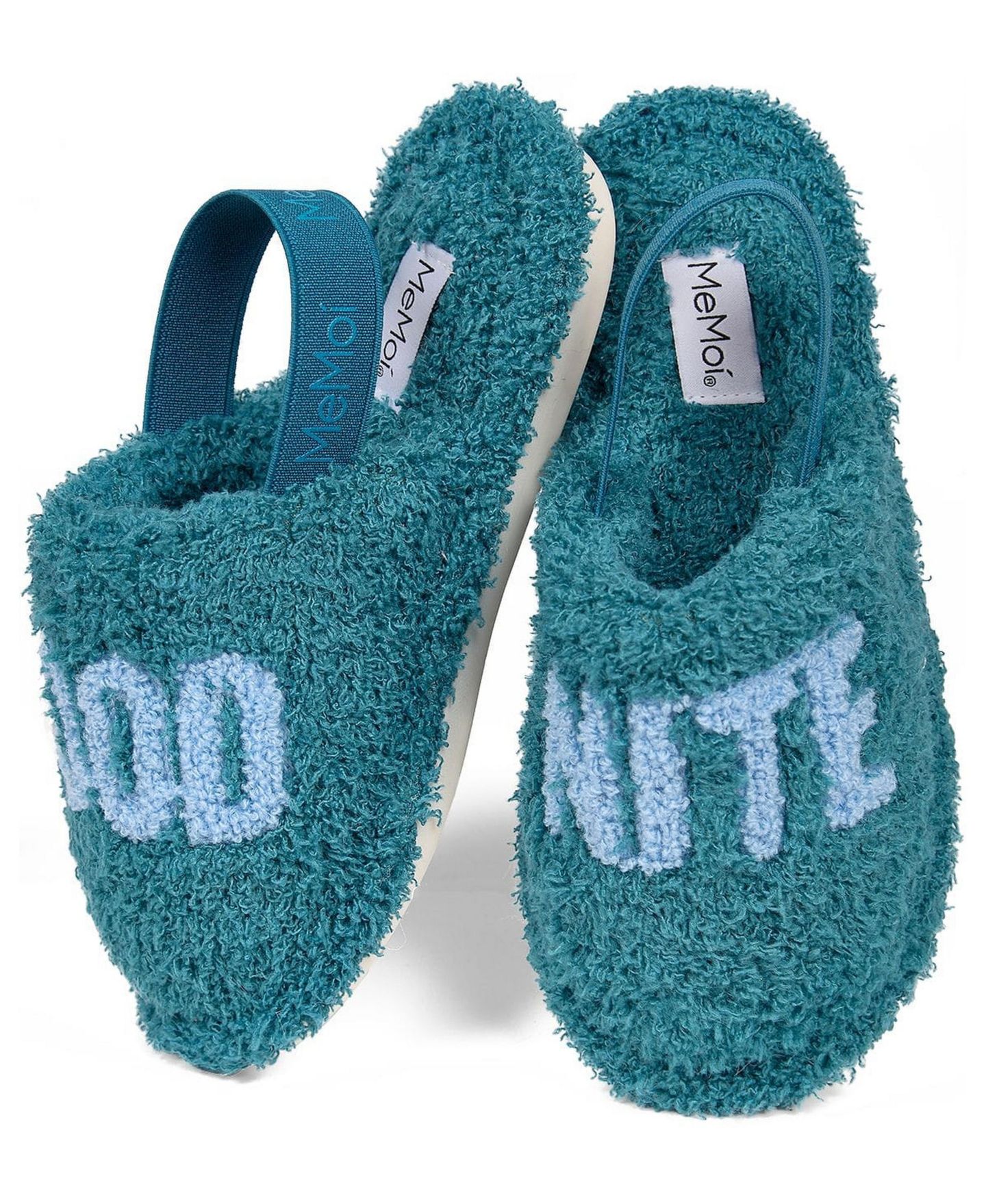 Детские тапочки MeMoi Boy Good Nite Fluffy Faux Sherpa Slippers Scuff, цвет: Бирюзовый — фото 3