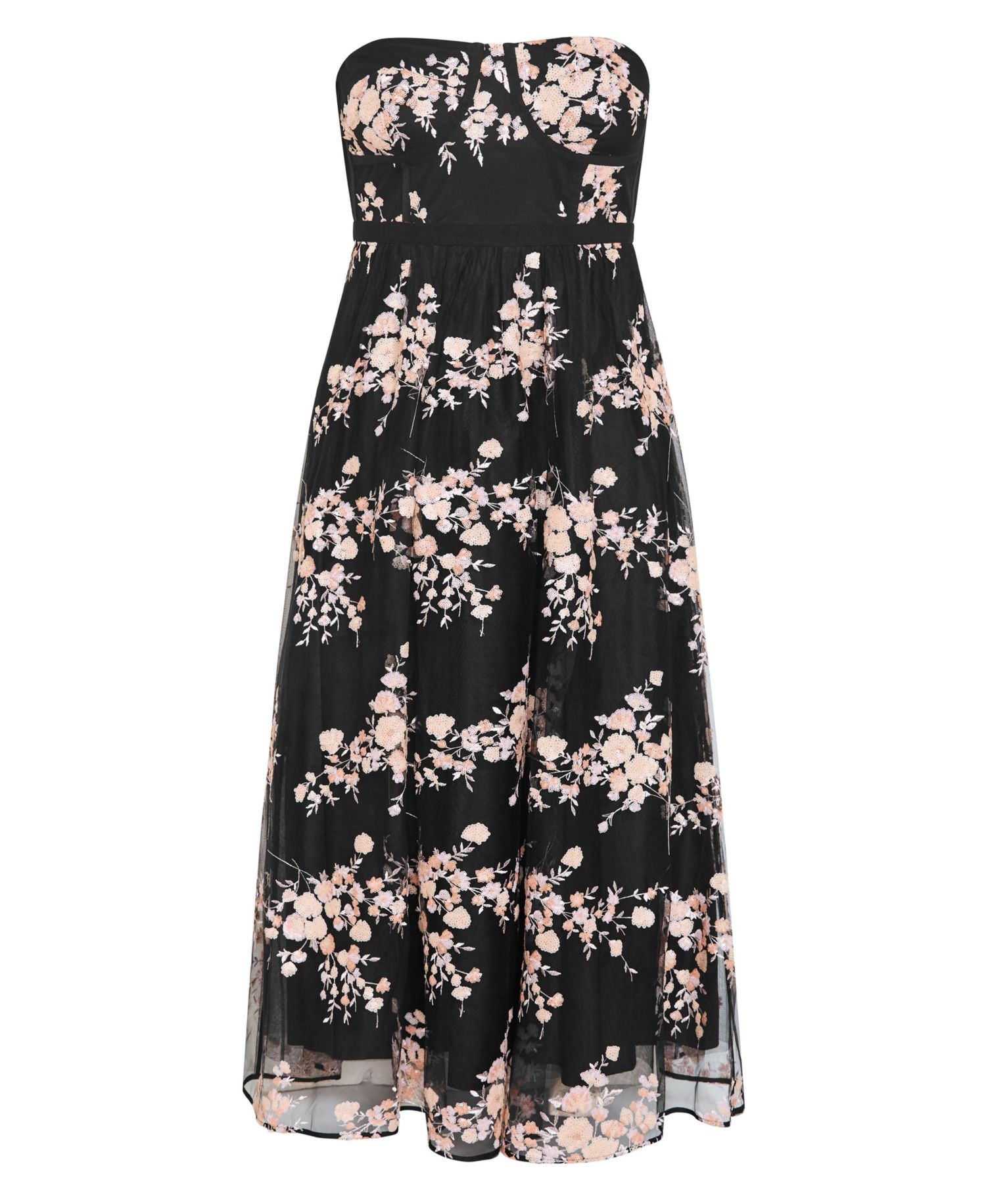 Plus Size Ambrosia Fit-and-Flare Embroidery Tulle Maxi Dress