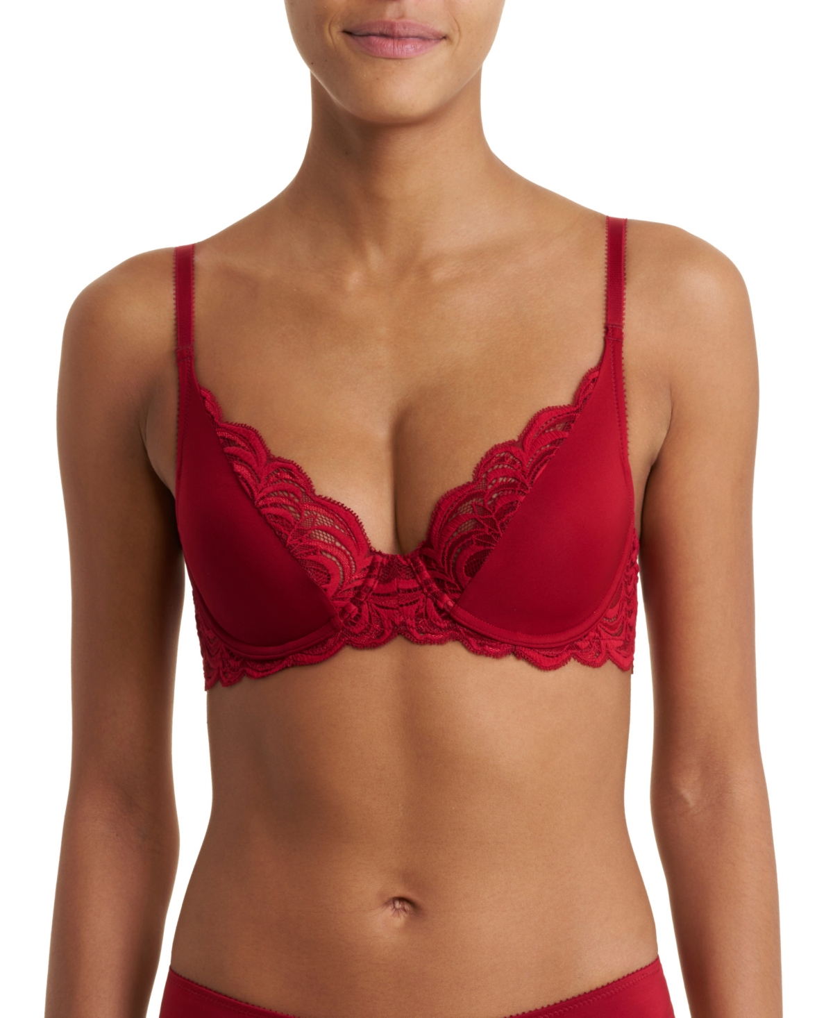 Persuasion Lace Convertible Plunge T-Shirt Bra - Velvet Red / 38 / B