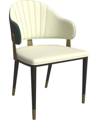 Aria Modern Dining Chair with Metal Legs Armless Upholstered Leather Accent Chair, Contemporary Side Chair for Dining and Kitchen