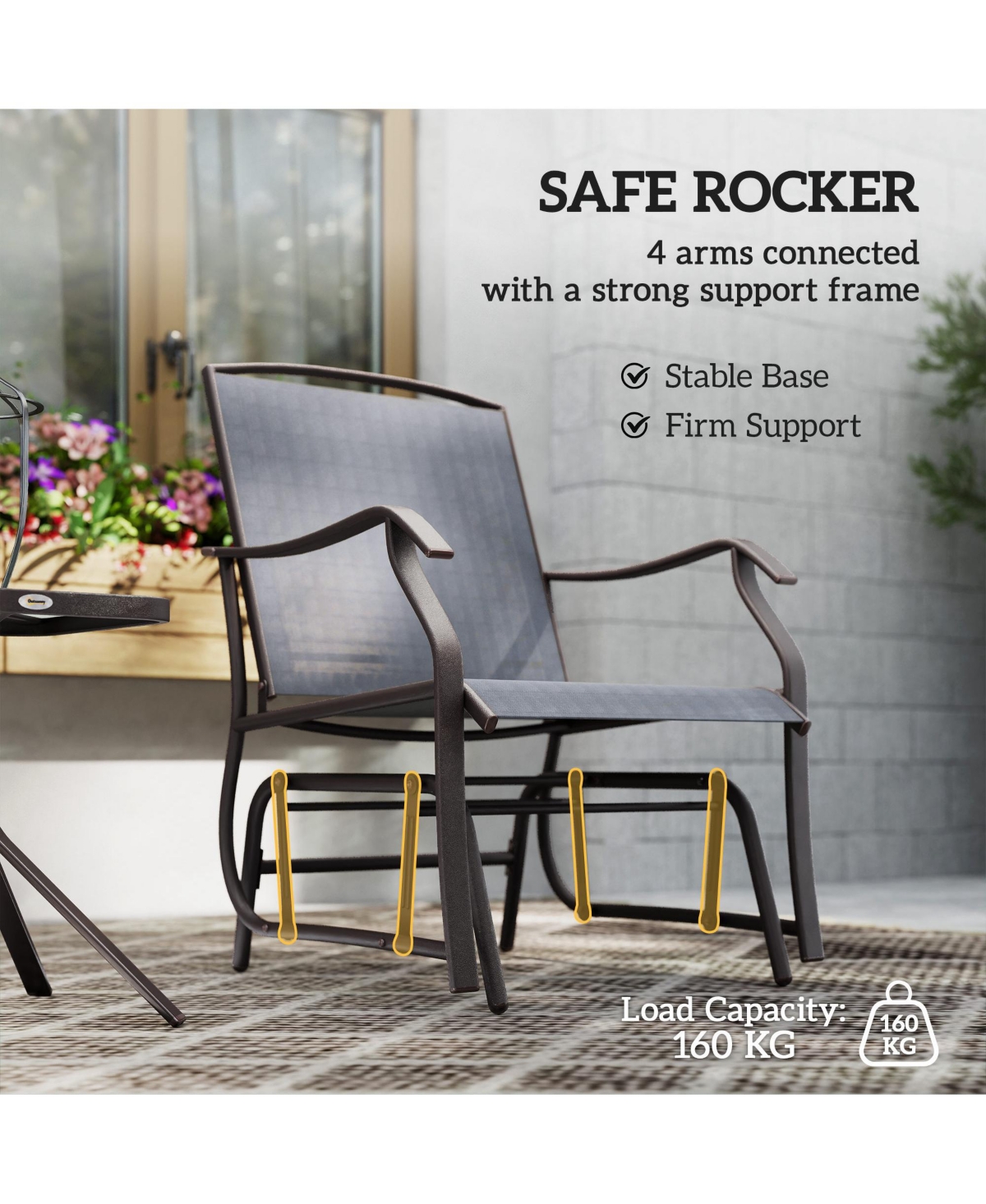 Slickblue 3-Piece Outdoor Rocking Chair Set with 2 Chairs and End Table