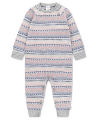Baby Girls' Long-Sleeve Fair-Isle Ribbed-Collar Sweater Coverall