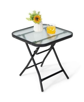18 in Square Folding Bistro Table with Tempered Glass Top