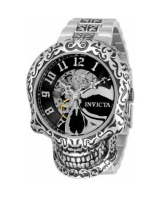 Artist 31907 Men's 50.5mm Automatic Watch - Black and Silver Dial, Stainless Steel Bracelet