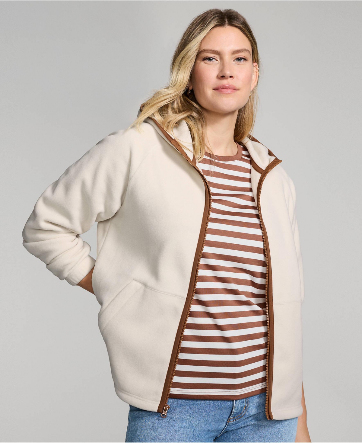 Lands' End Women's Anyweather RainDefense Fleece Full Zip Jacket
