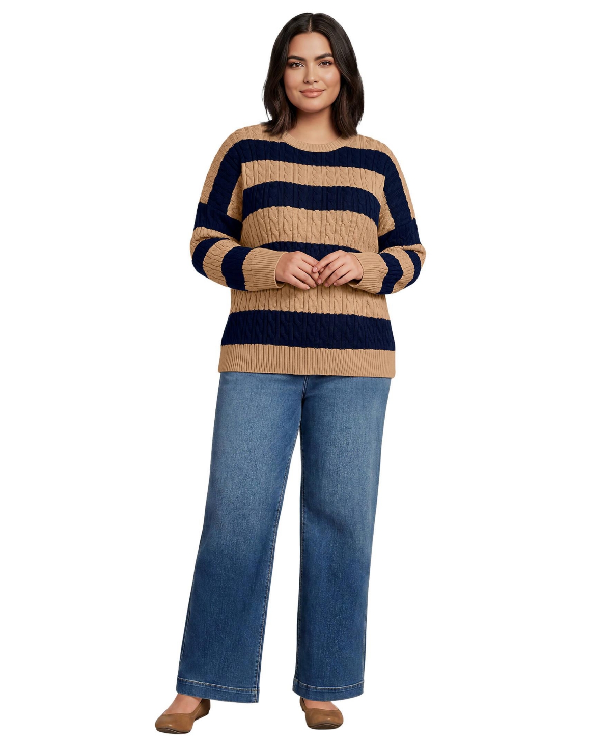 Lands' End Plus Drifter Classic Cable Sweater