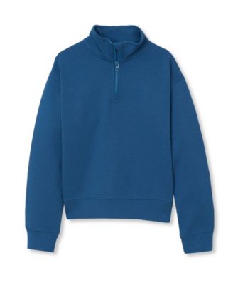 Girls Long Sleeve Double Knit Quarter Zip