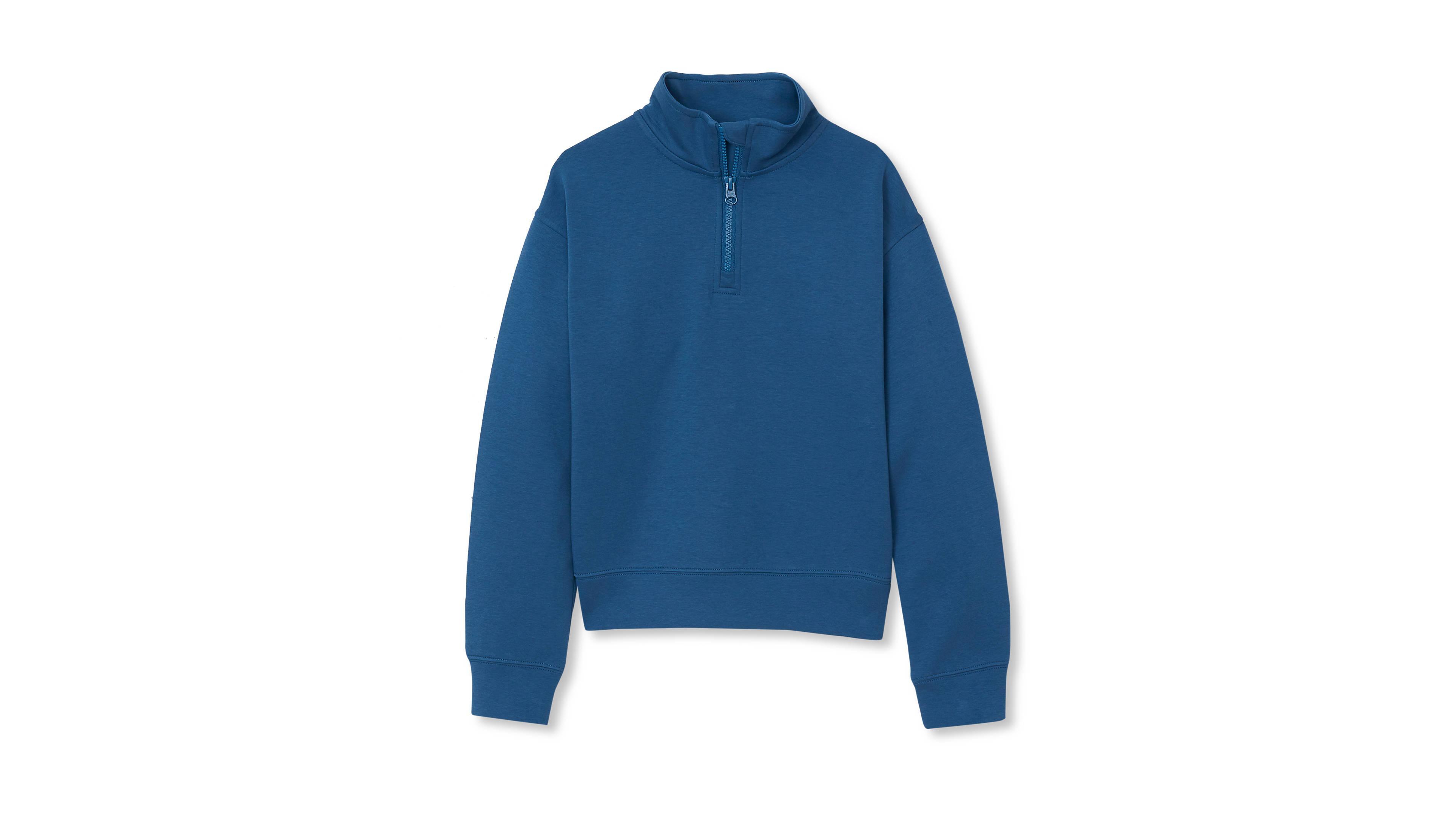 Lands' End Girls Long Sleeve Double Knit Quarter Zip