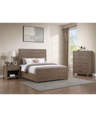 Adler 3-Piece Oak Veneer Driftwood Finish Queen Bedroom Set (Bed, Chest & Nightstand)